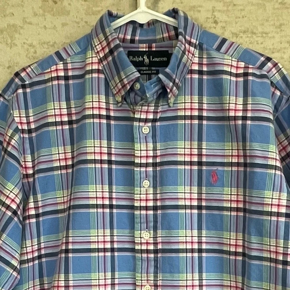 Ralph Lauren Mens Plaid Button Down Shirt Sz L Classic Fit Pastel Easter Summer - Picture 2 of 15